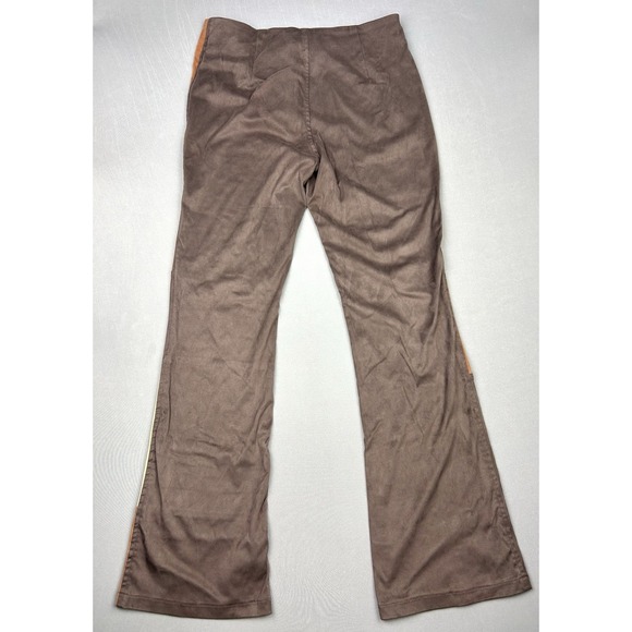 Delia's Dolls Kill Women's M Brown Patchwork Flare Pants Faux Suede - Picture 9 of 9